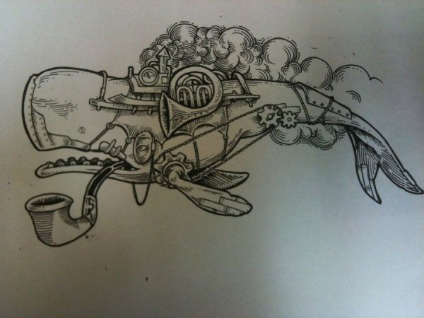 Тату рыбы стимпанк