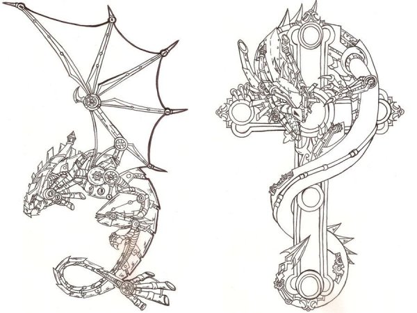 Стимпанк тату эскизы