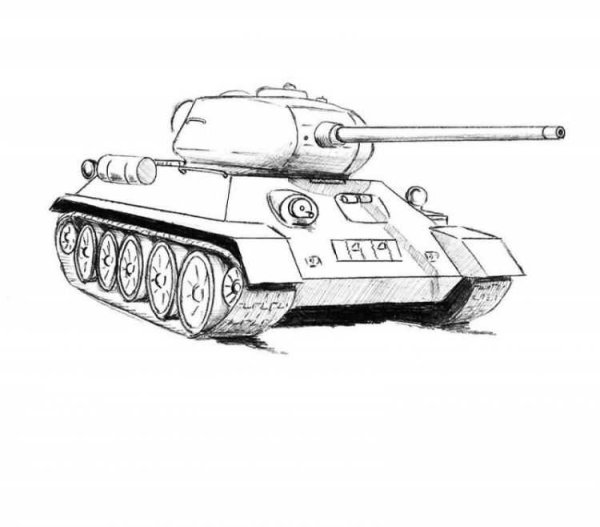Нарисовать танк т 34 спереди