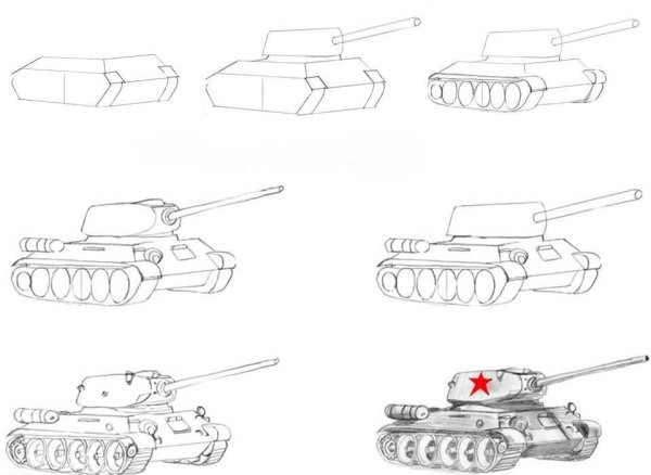 Рисунок танка т 34 карандашом