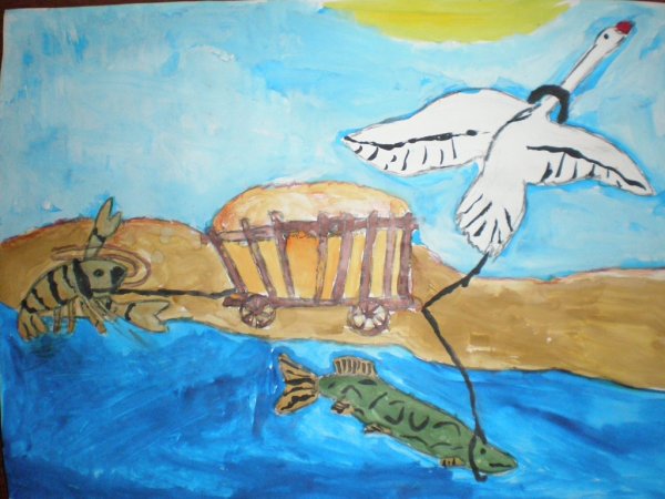 Раскраска иллюстрация к басне лебедь карандашом