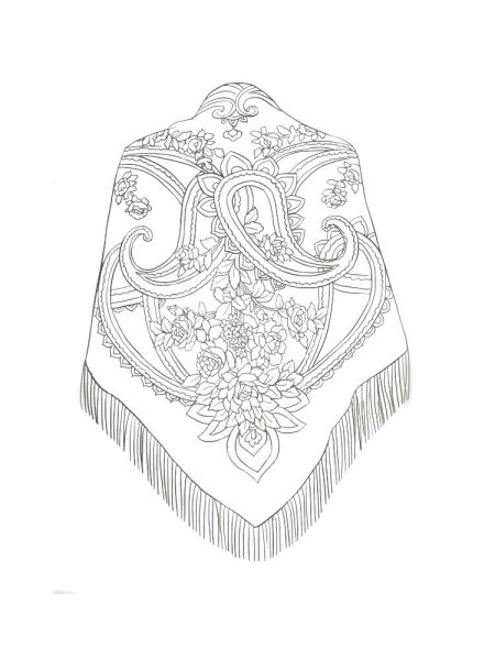 Раскраска павловопосадских платков