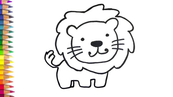 Лев рисунок для детей простой