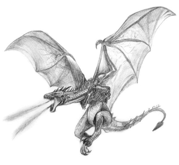 Дракон рисунок карандашом