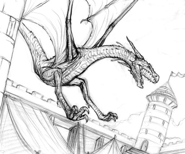 Дракон карандашом сказочный