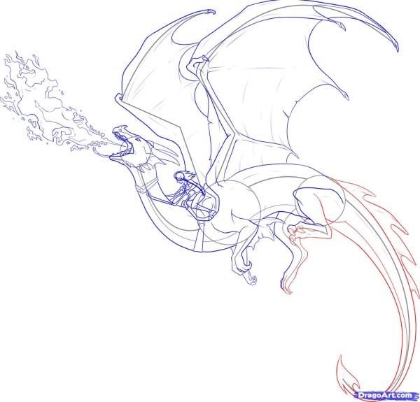 Нарисовать летающего дракона
