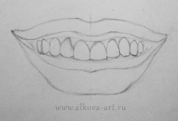 Улыбка для срисовки карандашом