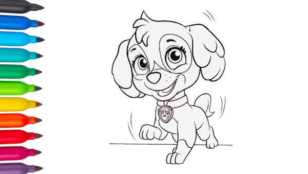 Нарисовать Скай из Щенячьего патруля