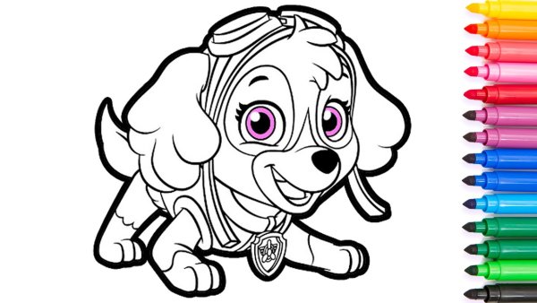 Скай Щенячий патруль для срисовки