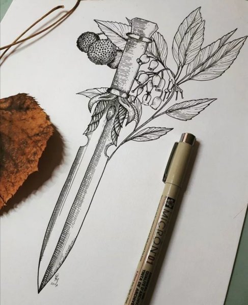 Кинжал простым карандашом