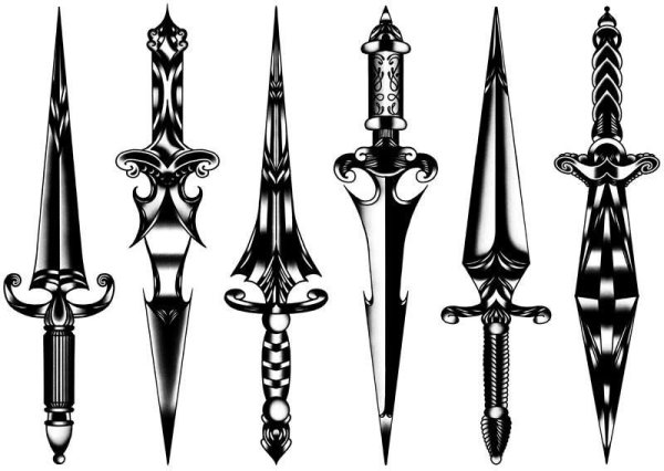 Тату эскизы кинжал и узор