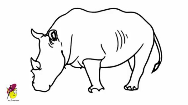 Носорог рисунок для детей поэтапно