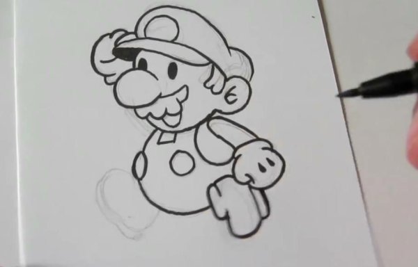 Марио рисунок карандашом