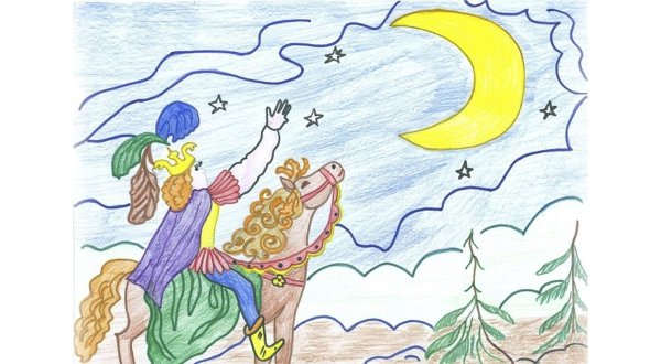 Детские рисунки к сказке о царе Салтане Пушкина