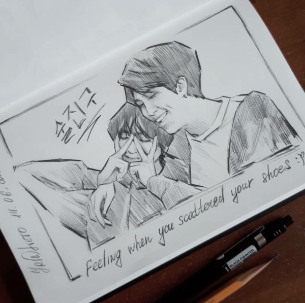 Чонгук Чиби карандашом