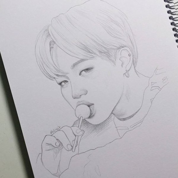 Рисунки BTS легкие Тэхен