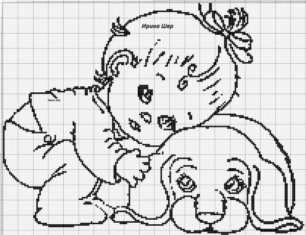 Хелло Китти вышивка мулине