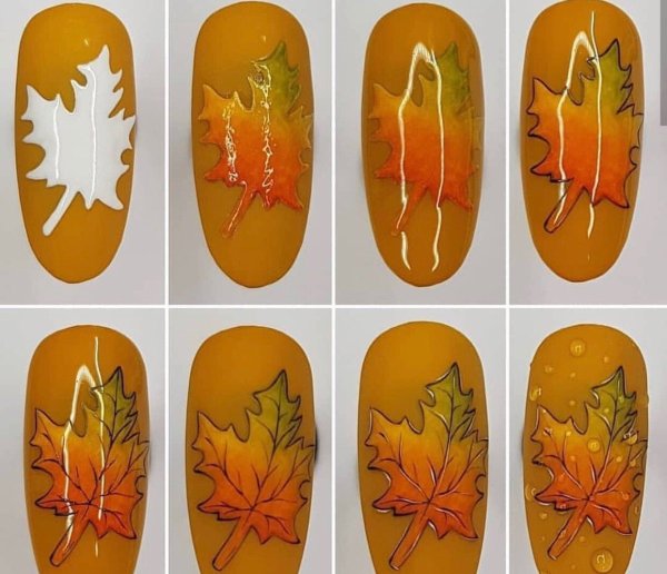 Осенние узоры на ногтях