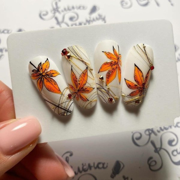 Осенние узоры на ногтях