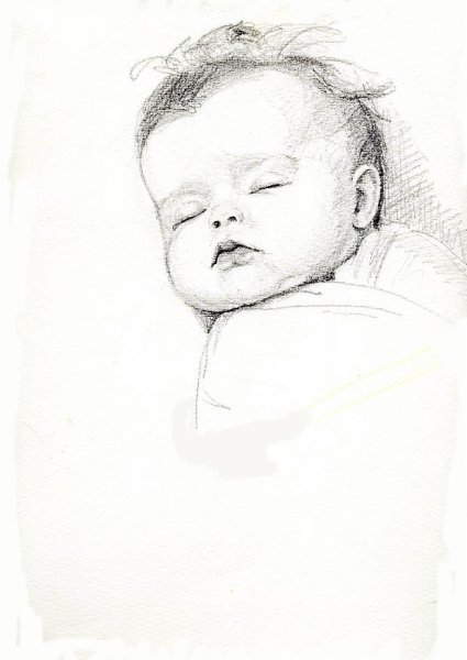 Младенец рисунок карандашом