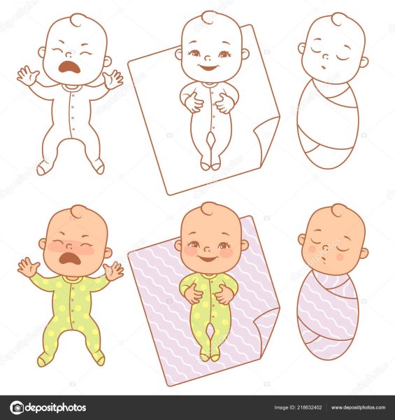 Нарисовать малыша в пеленке