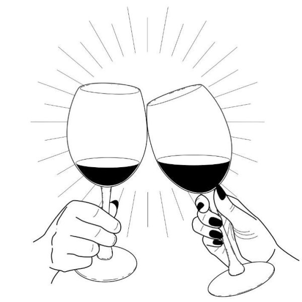 Бокал вина карандашом