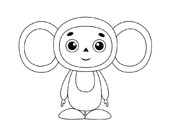 Чебурашка и крокодил Гена раскраски для детей