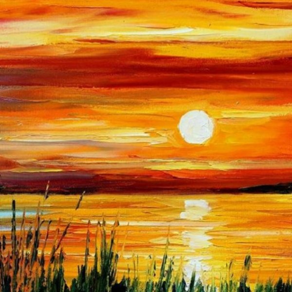 Восход гуашью