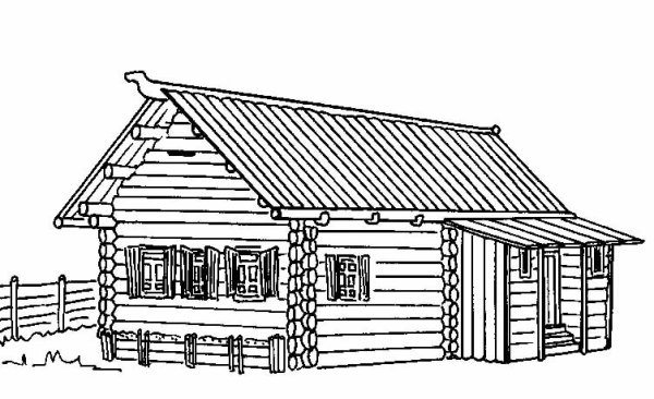 Русская изба раскраска