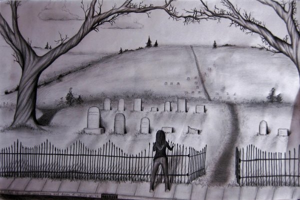 Ночное кладбище вектор