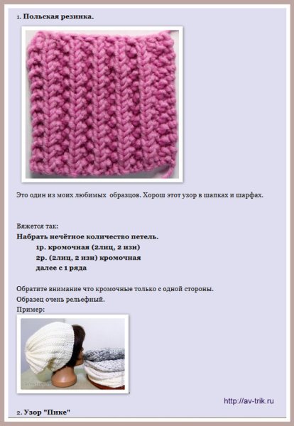 Узоры спицами толстая пряжа схемы вязания