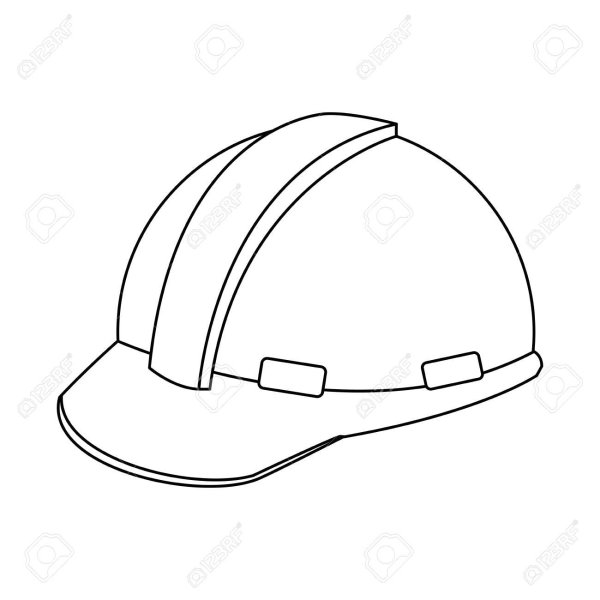 Каска строительная вид спереди контур