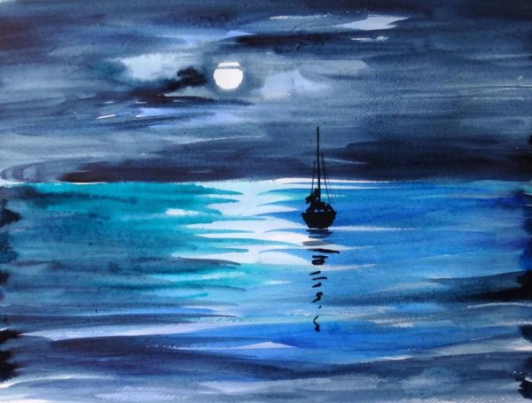 Рисование морской пейзаж