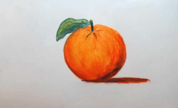 Апельсин цветными карандашами