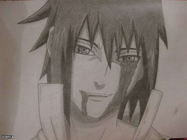 Аниме Саске карандашом для срисовки