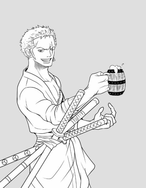 Раскраски Ван Пис Зоро