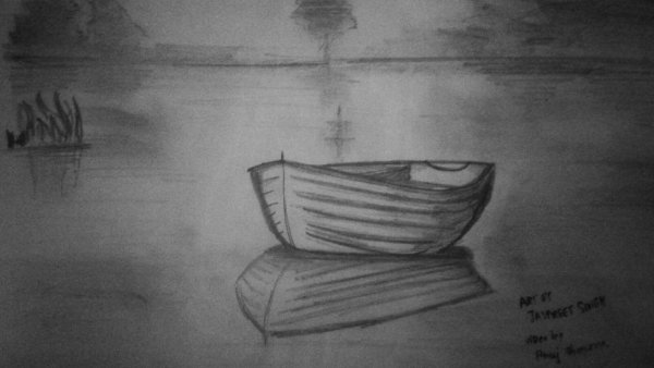 Лодка рисунок для детей карандашом
