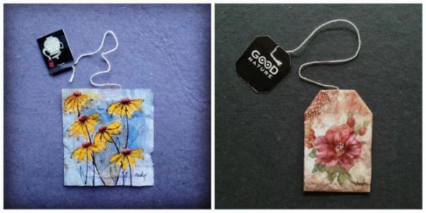 Рисование на чайных пакетиках