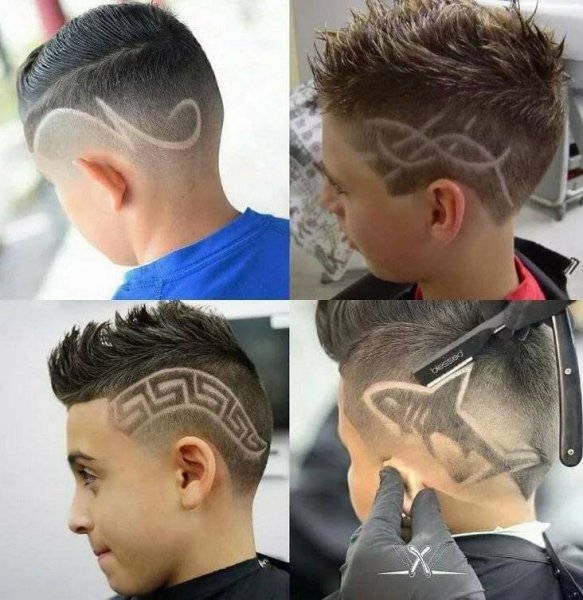 Детская стрижка мужская модельная с рисунком