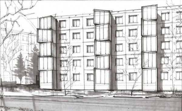 Набросок многоэтажного дома