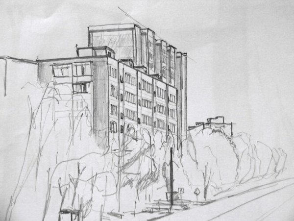 Набросок многоэтажного дома