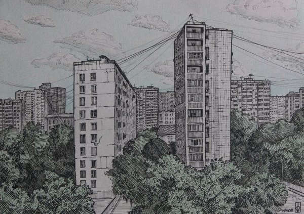Нарисованные многоэтажки
