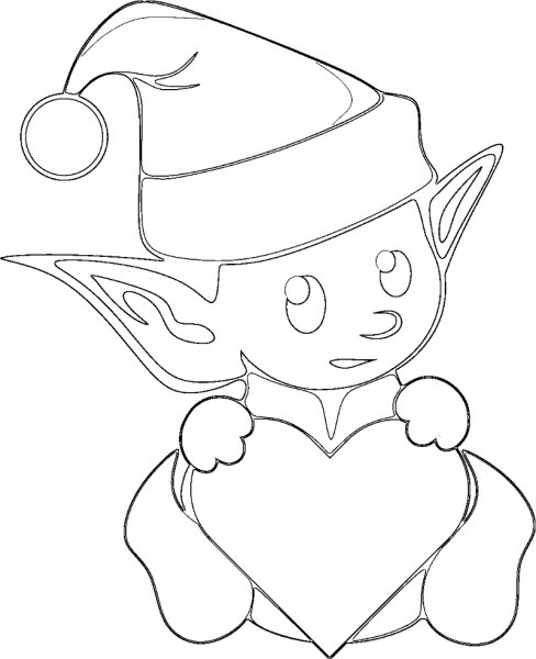 Эльф для детей для раскрашивания