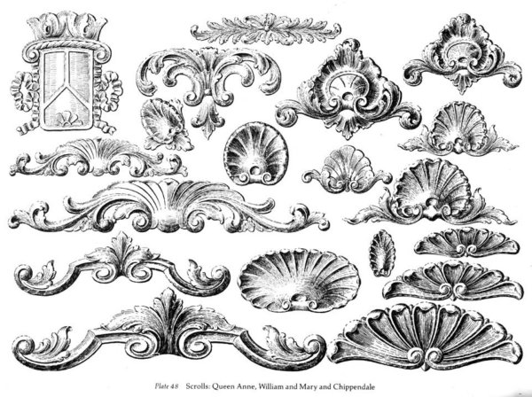 Рокайль рококо листья