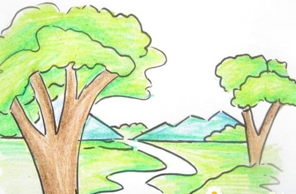 Пейзаж легкий для детей