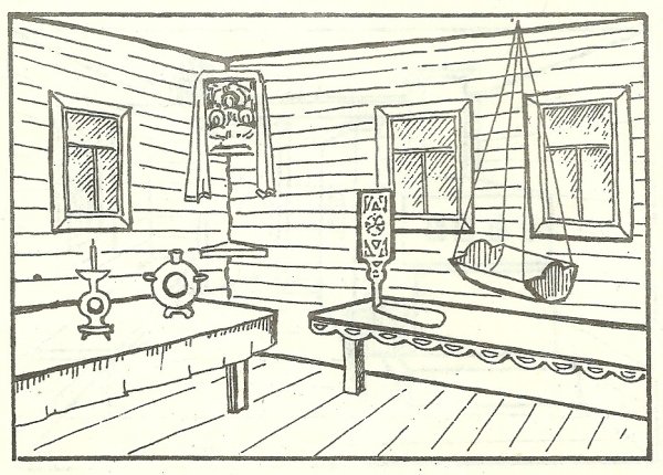 Интерьер древнерусской избы рисунки