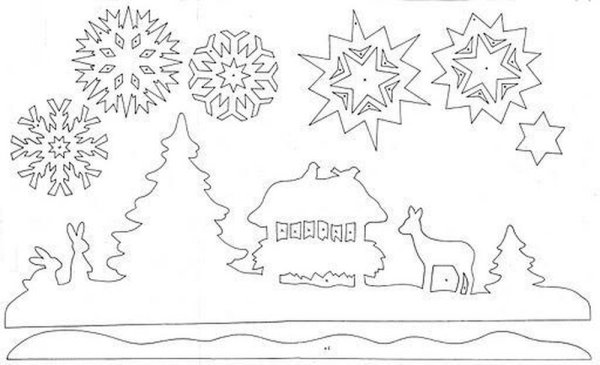 Вытынанки на окна новогодние