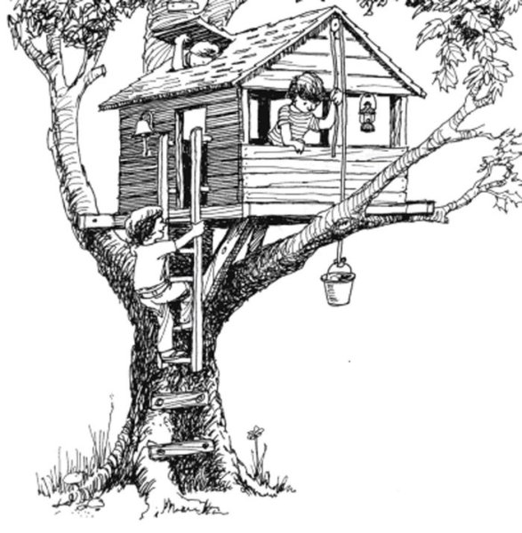 Начертить дом на дереве