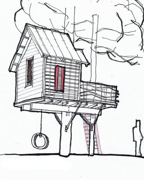 Раскраска дом на дереве