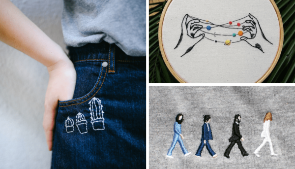 Вышивка мулине на футболке